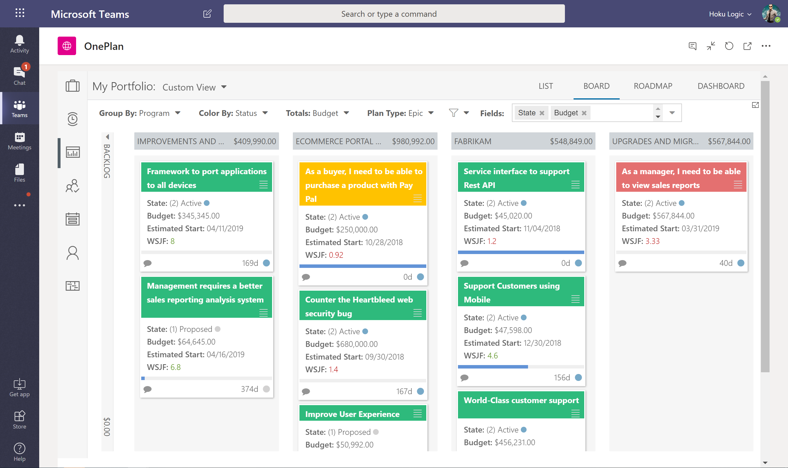 Portfolio Plan Board | OnePlan